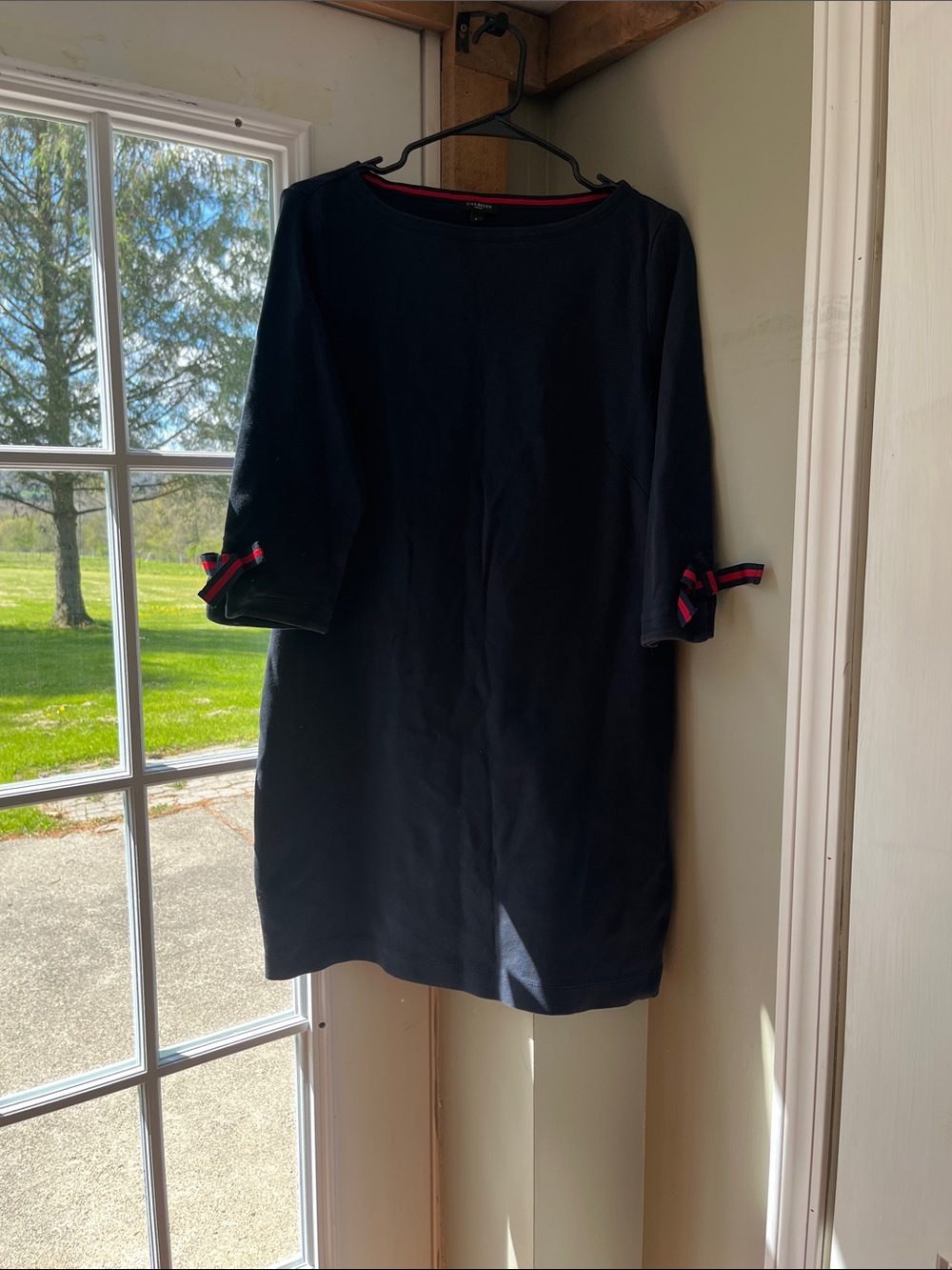 Talbots Navy Top with Red Stripe Trim